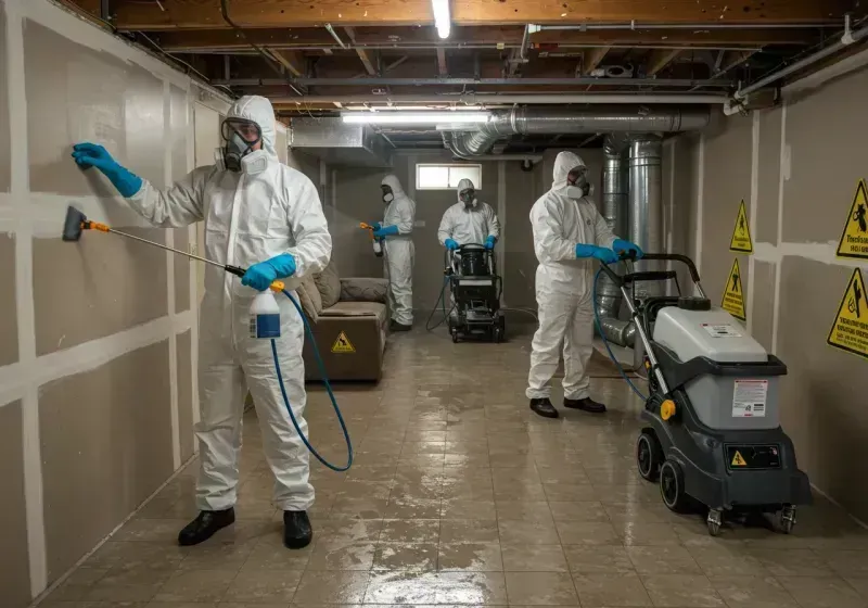 Basement Moisture Removal and Structural Drying process in Cade, LA